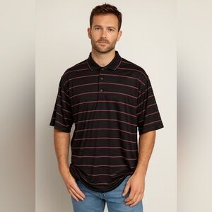 Nicklaus Golf Black Red Stripe Polo Shirt XL Cotton Double Mercerized Classic